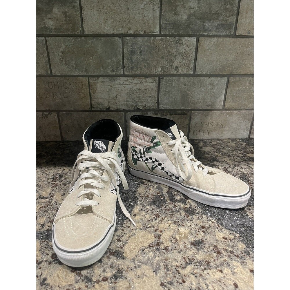 Vans High Flower Rose Women's 11 Mens 9.5 Skateboard Shoes Checkered Logo 500714